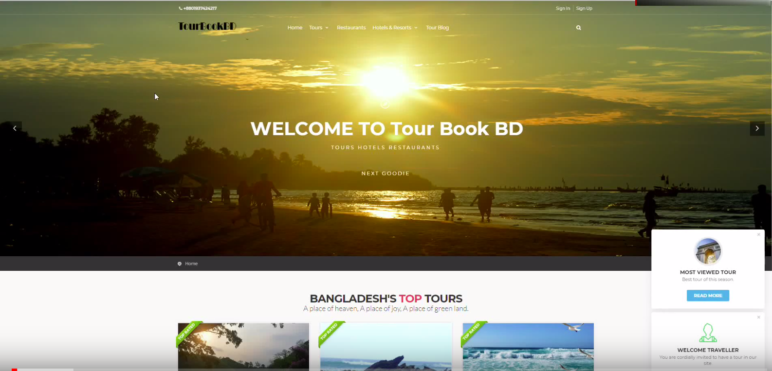 Screenshot of TourBookBD web app